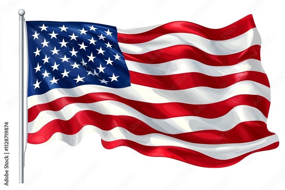 An isolated image of the American flag, signifying freedom and patriotism, on a white backdrop. Generative Ai An isolated image of the American flag, signifying freedom and patriotism, on a white backdrop. Generative Ai