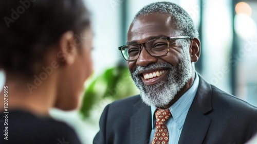 Happy and motivated business professionals collaborating in an office