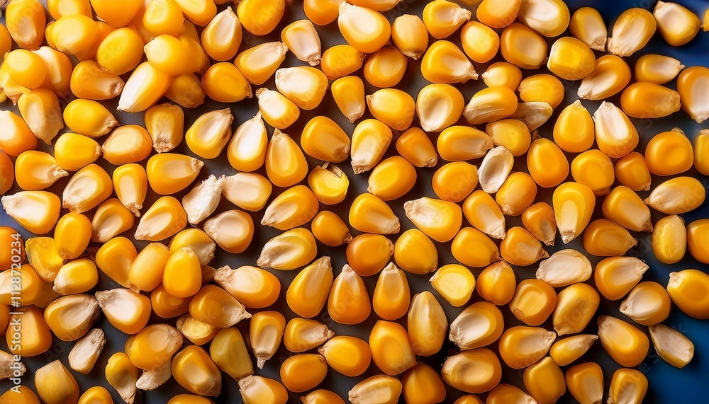scattered yellow corn kernels on bright background scattered yellow corn kernels on bright background
