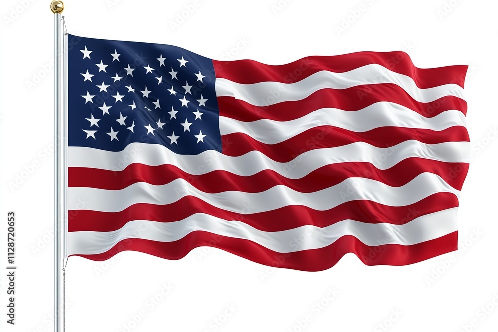 An isolated image of the American flag, signifying freedom and patriotism, on a white backdrop. Generative Ai An isolated image of the American flag, signifying freedom and patriotism, on a white backdrop. Generative Ai