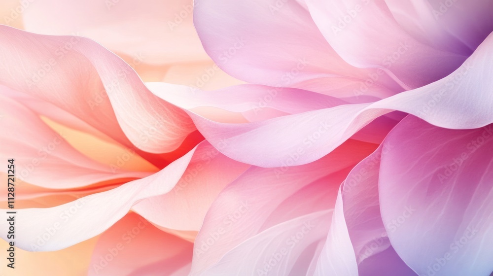 Fototapeta premium Delicate pastel flower petals softly curved and layered