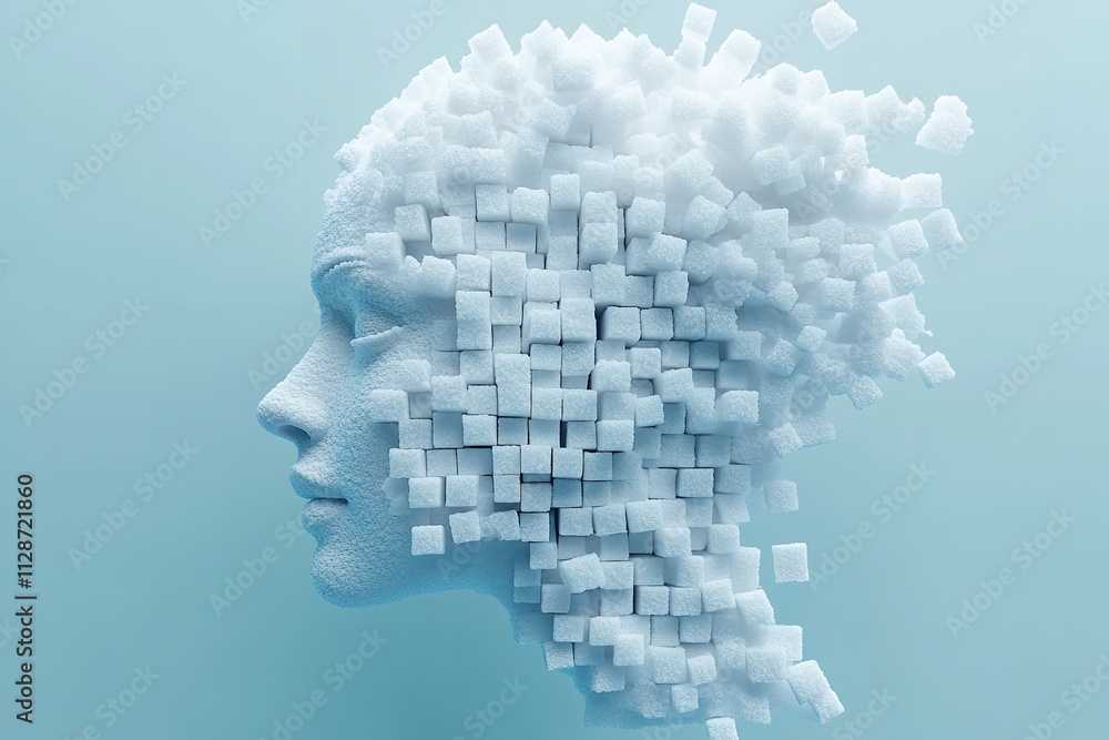 An imaginative 3D illustration of a human head silhouette. Generative Ai An imaginative 3D illustration of a human head silhouette. Generative Ai