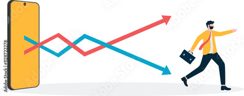 Stagflation as finance crisis or economy recession. Financial investment volatility, uncertainty or change in business and stock market.

