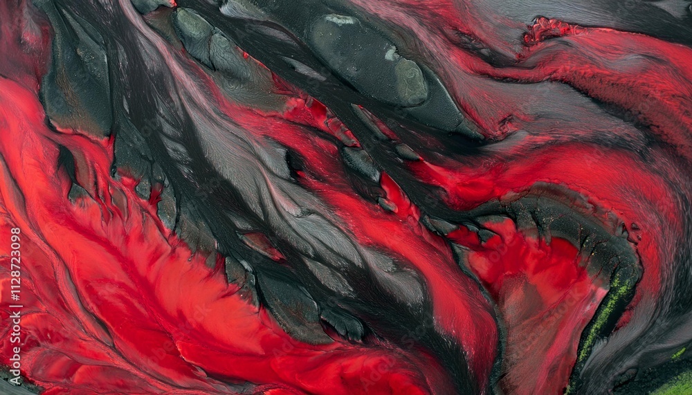 Obraz premium Red and Black Liquid Flow Painting Art