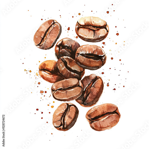 Watercolor coffee bean illustration