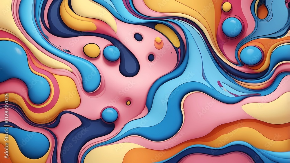 Summer fluid and liquid colorful abstract doodle pattern for background, border, poster, social media post. high quality, high details Summer fluid and liquid colorful abstract doodle pattern for background, border, poster, social media post. high quality, high details