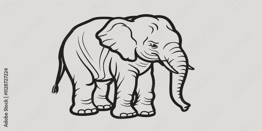 Obraz premium Cute Elephant Sketch Coloring Painting