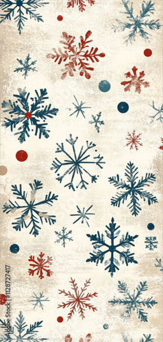 Rustic Winter Snowflakes Holiday Background Texture