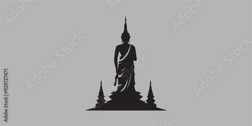 Silhouette of Thai Buddha Statue Illustration 