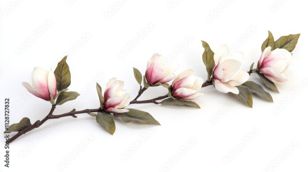 Obraz premium Magnolia flower spring branch isolated on white background