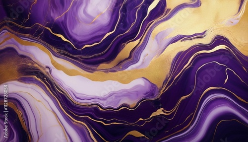 a luxurious purple and gold marble background with swirling patterns and veins of gold