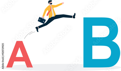 Choice A or B . Choice decision making as two path options. Think carefully for the best choice.
