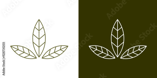 Leaves leaf icon vector line outline flat background design isolated