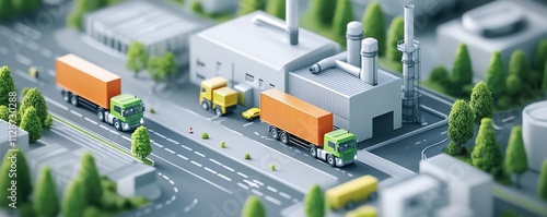 Smart logistics network with clean energy vehicles, carbonneutral supply chain technology, and efficient ecofriendly trade management system photo