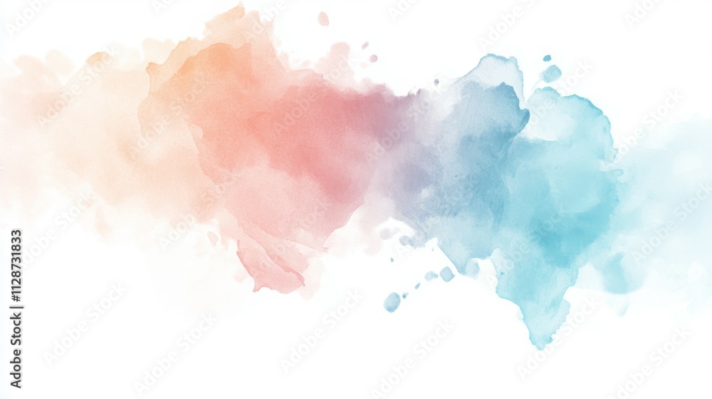 A soft watercolor splash blending warm and cool colors on a white background. A soft watercolor splash blending warm and cool colors on a white background.