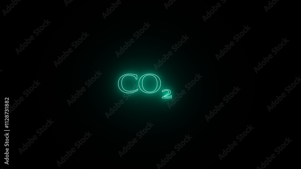 co2 neon effect text isolated on black background. co2 neon effect text isolated on black background.
