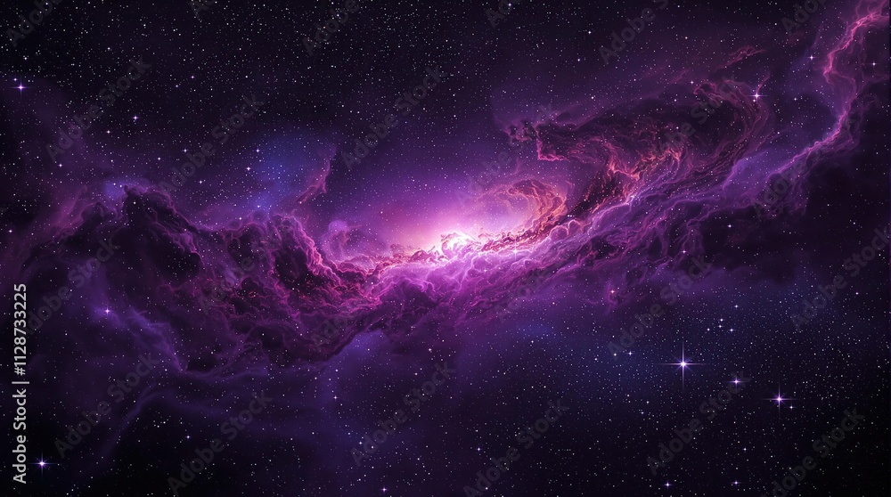 Swirling purple clouds of gas and dust amidst thousands of twinkling stars in the vast cosmos, purple nebula, galaxies, galaxy formation, nebulae Swirling purple clouds of gas and dust amidst thousands of twinkling stars in the vast cosmos, purple nebula, galaxies, galaxy formation, nebulae