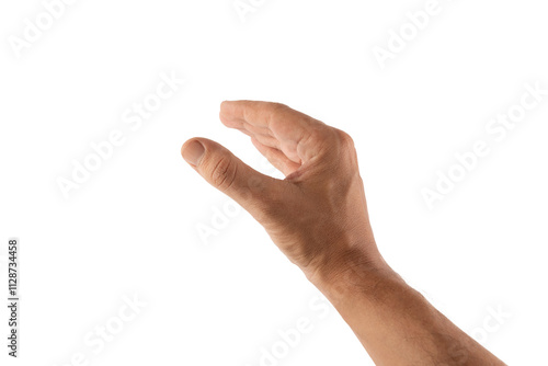Quadro su tela Male hand doing grab gesture isolated no background cutout