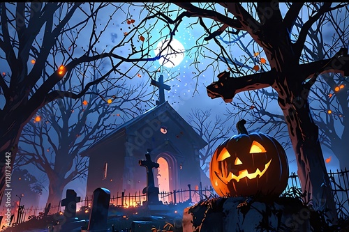 Happy Haloween Pumpkin Background Design photo