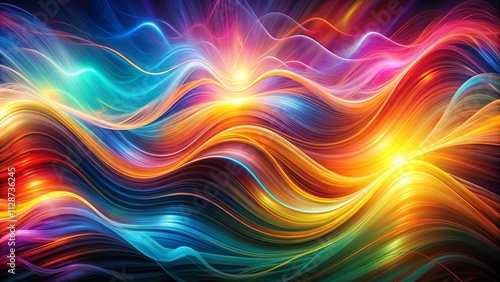 Wallpaper Mural An abstract portrayal of flowing energy, a vibrant tapestry of colored waves converging toward a central point of light. Torontodigital.ca