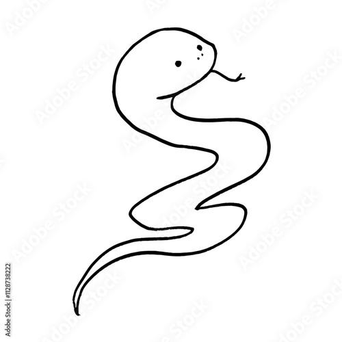 手描きのシンプルなヘビ 右向き
