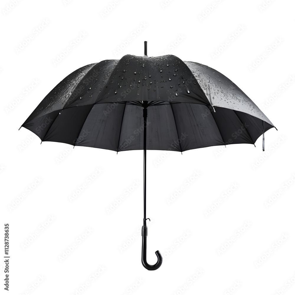 Black umbrella with rain drops, ready for use. Black umbrella with rain drops, ready for use.