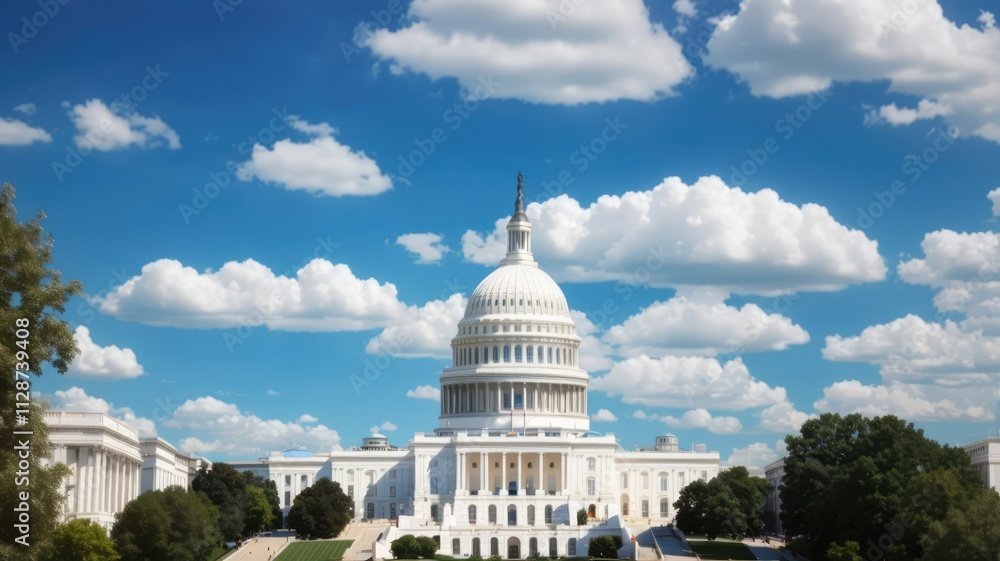 Fototapeta premium A panoramic view of the United States Capitol building