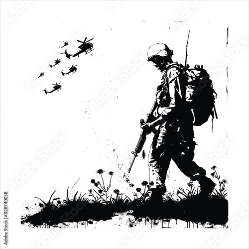 War Stencil Vector Black White