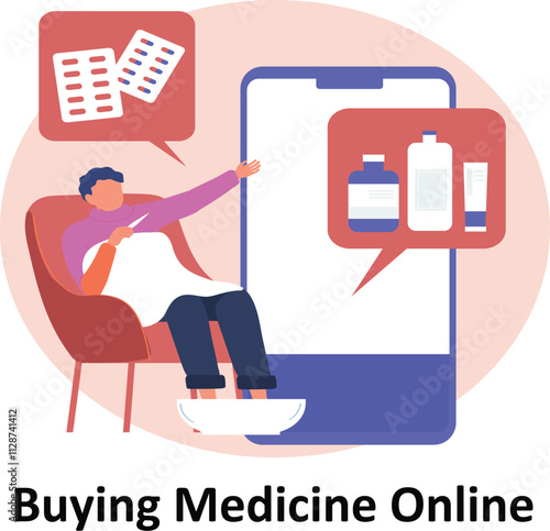 Buying Medicine Online : Vector illustration, which can easily modify or edit