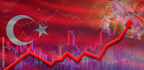 Fototapeta Naklejka Na Ścianę i Meble -  Turkey financial growth on market graph. Turkey economic growth on financial graph