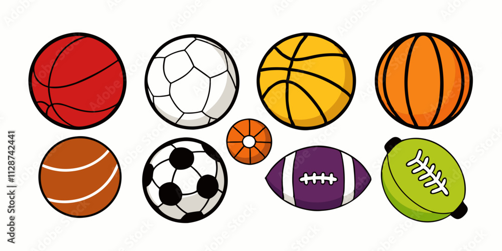 Collection of sports balls for various games on a white background Collection of sports balls for various games on a white background