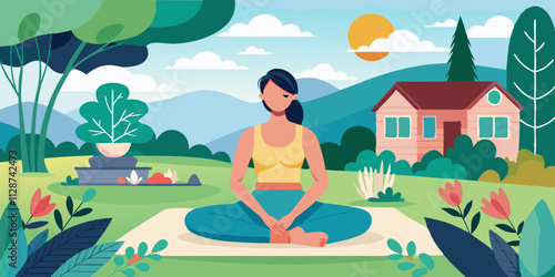A set of Women practicing yoga in various poses  on a white background