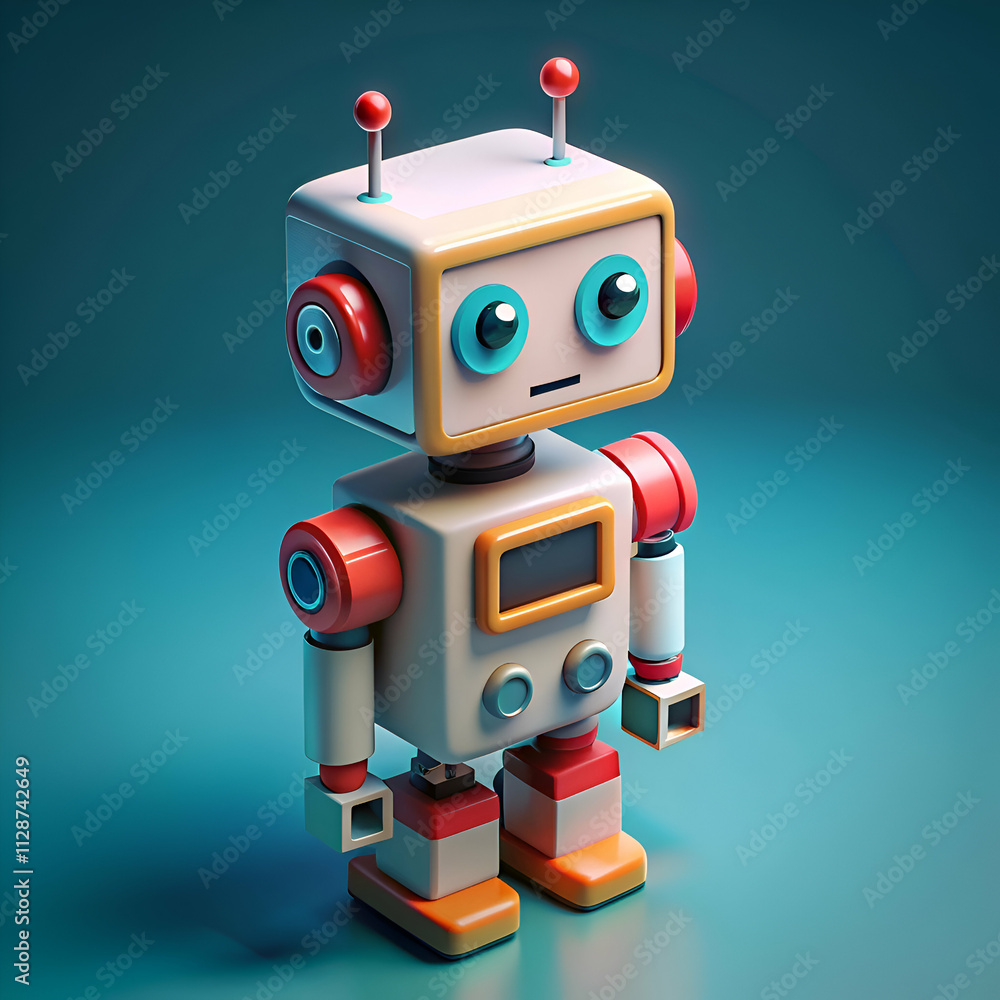 A cute. cartoon robot with big eyes and a friendly face. A cute. cartoon robot with big eyes and a friendly face.