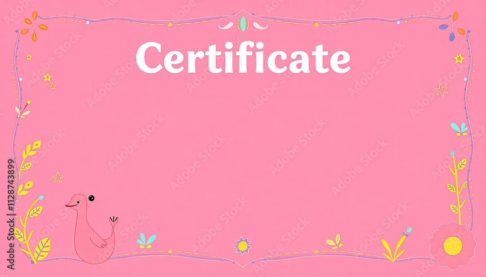certificate design showcasing whimsical patterns and bright cheerful colors, certificate background with certificate border certificate design showcasing whimsical patterns and bright cheerful colors, certificate background with certificate border