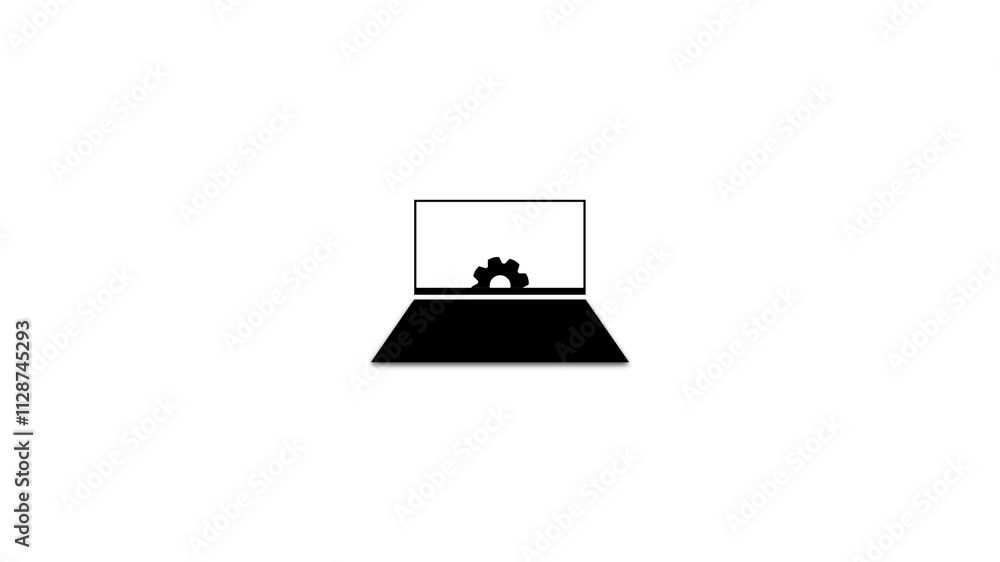 Computer setting icon. laptop screen on rotating gear animation. 4k animation Computer setting icon. laptop screen on rotating gear animation. 4k animation
