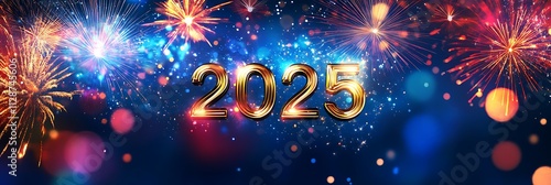 Wallpaper Mural Magical New Year 2025 Celebration with Fireworks and Festive Lights Torontodigital.ca