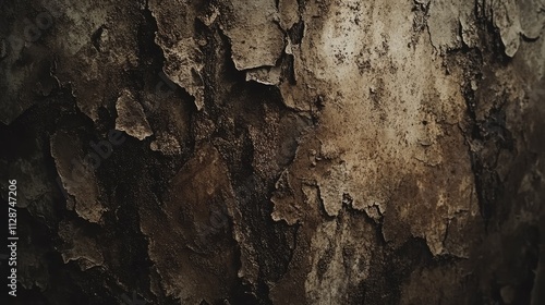 Close-up of dark brown tree bark texture with rough, cracked surface.