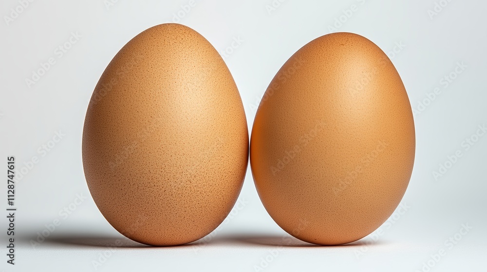 Front view of two brown chicken eggs is isolated on white background Front view of two brown chicken eggs is isolated on white background