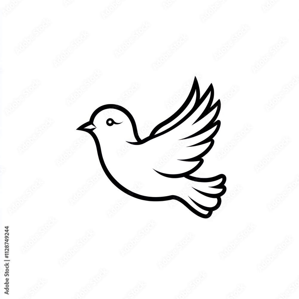Simple line art drawing of a dove in flight. Simple line art drawing of a dove in flight.