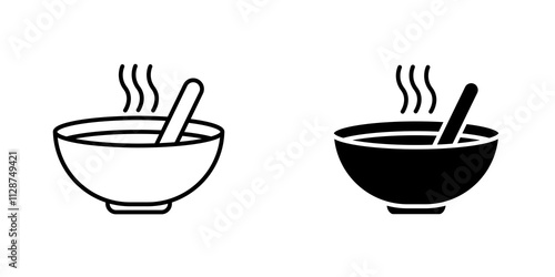 Bowl of soup Icon vector. liner and flat style icons set.