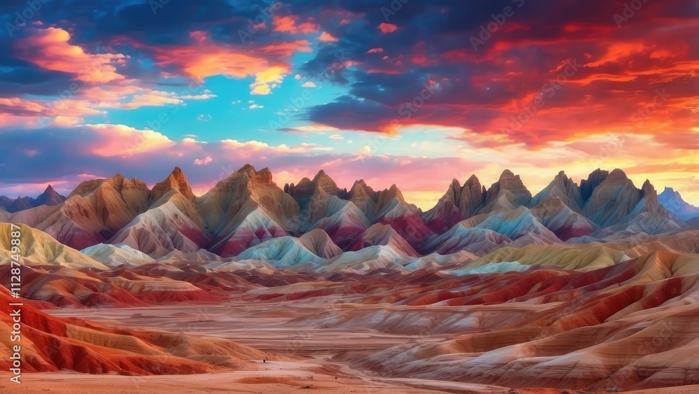 Naklejka premium Immerse yourself in a turbulent alien vivid landscape,