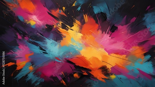 Colorful Neon Abstract Oil Painting Art Background Wallpaper , Ai Generative