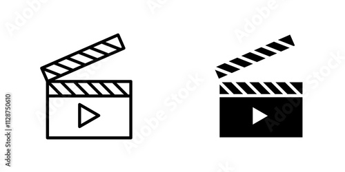 Film clapperboard Icon vector. liner and flat style icons set.