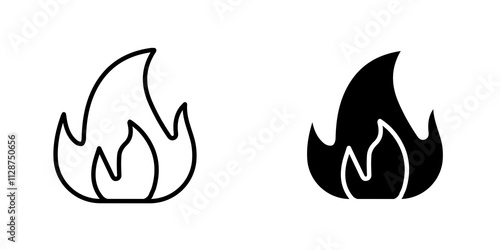 Fire Icon vector. liner and flat style icons set.