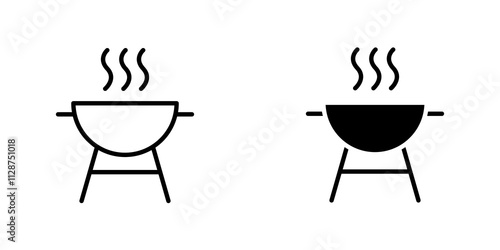 Grill Icon vector. liner and flat style icons set.