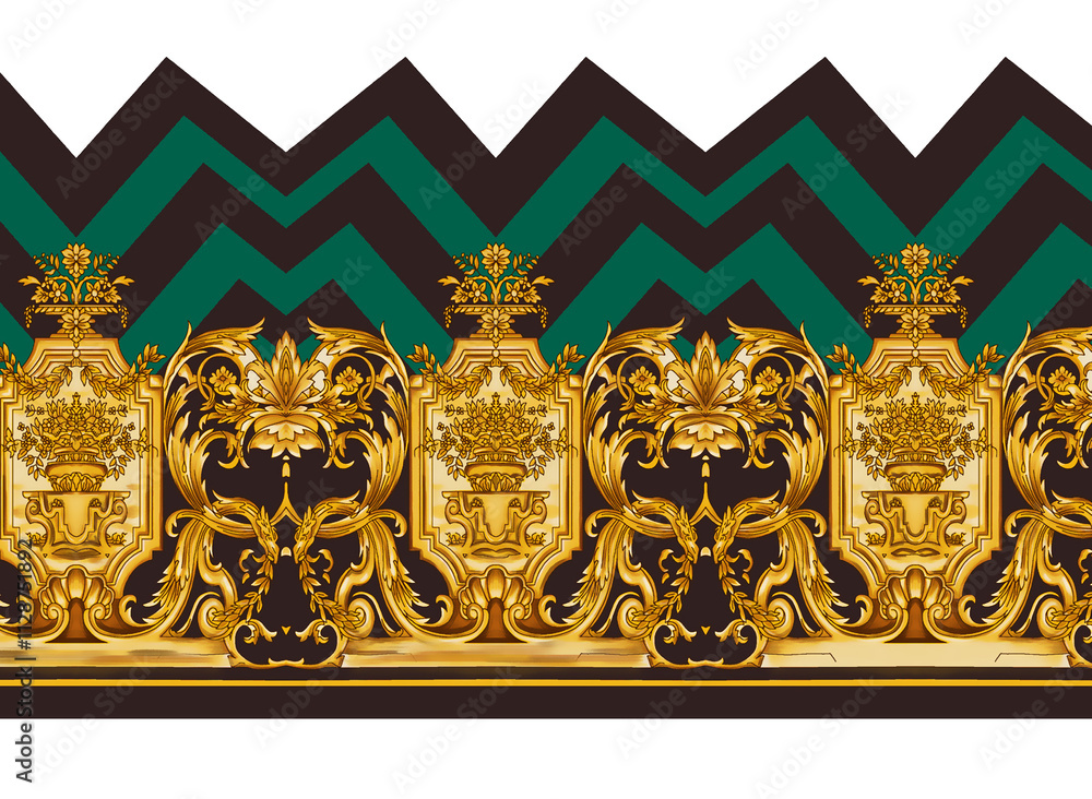 background with ornament, Border illustration, manually illustrated for textile print design background with ornament, Border illustration, manually illustrated for textile print design