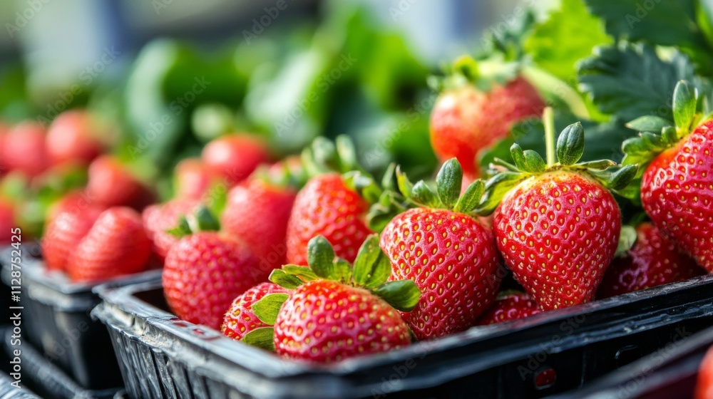 Fresh Ripe Strawberries in a Plastic Container Fresh Ripe Strawberries in a Plastic Container