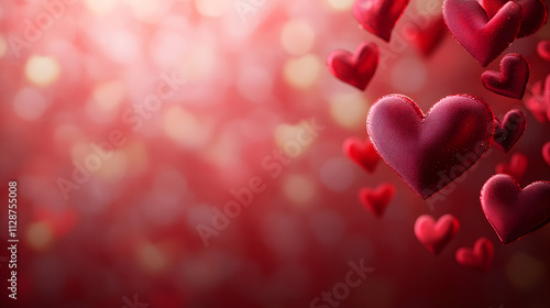 Floating red hearts create romantic background