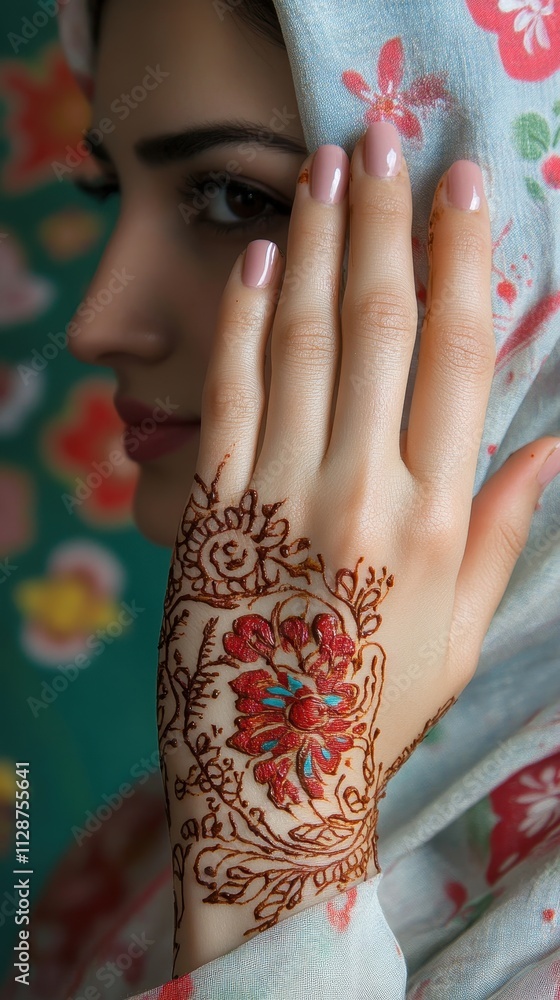 Fototapeta premium Intricate Henna Design on Woman's Hand