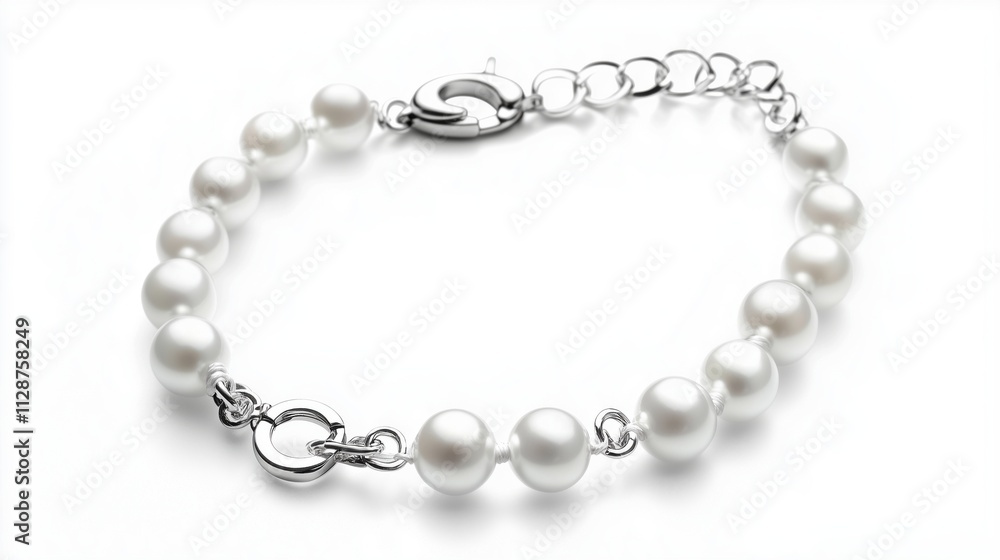 Fototapeta premium Elegant Pearl Bracelet: A Classic Accessory of Delicate Beauty and Refined Style